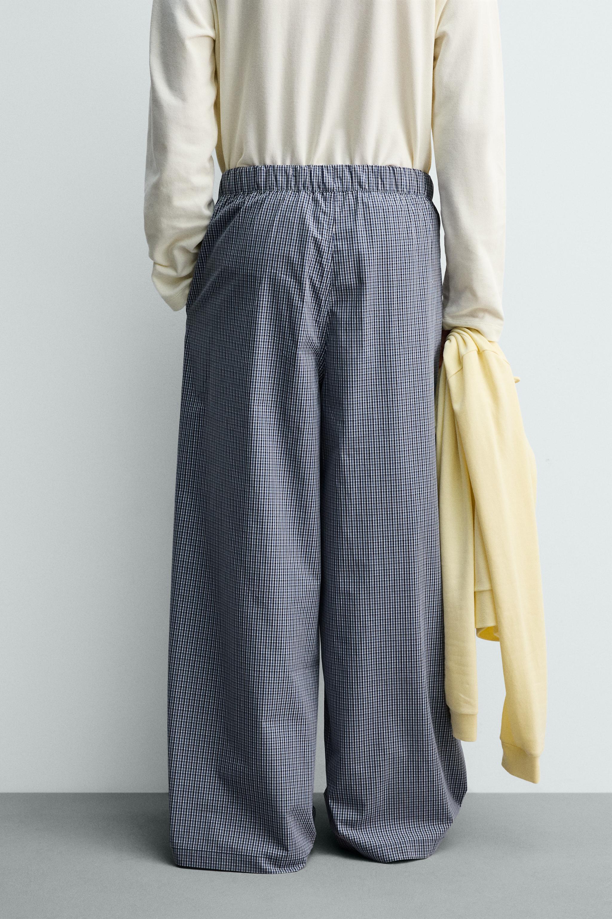 RELAXED FIT PATCHWORK CHECK PANTS